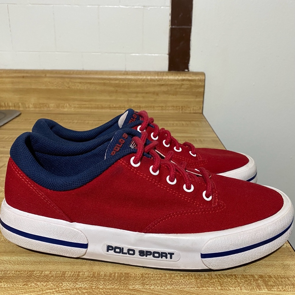 Vintage Polo Sport Red Canvas Sneaker Size 8